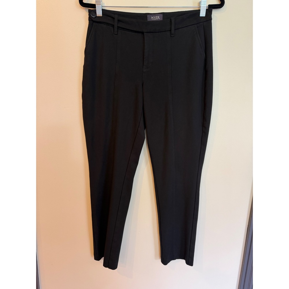 NYDJ Women Black Pintuck Seam Ponte Knit Tapered Trousers Size 4